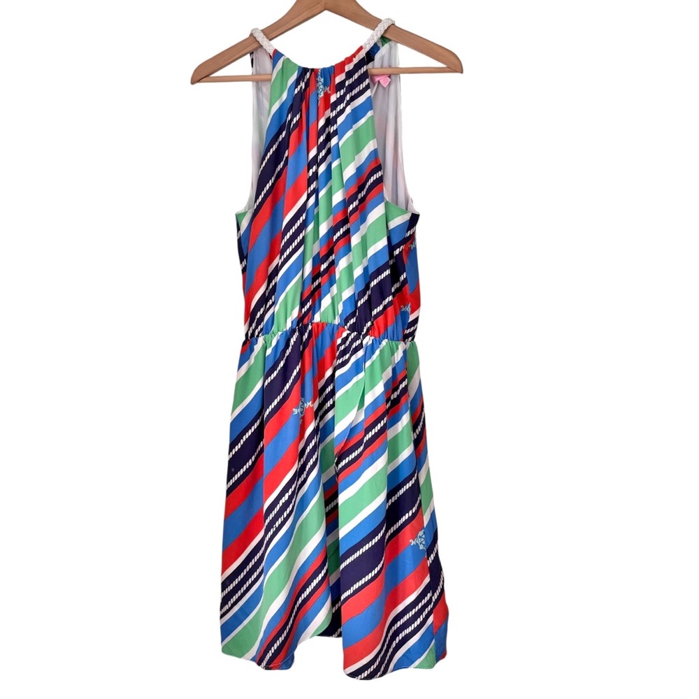 Lilly Pulitzer Kennett Dress Overboard Stripe Size XL Silk Sleeveless Halter
